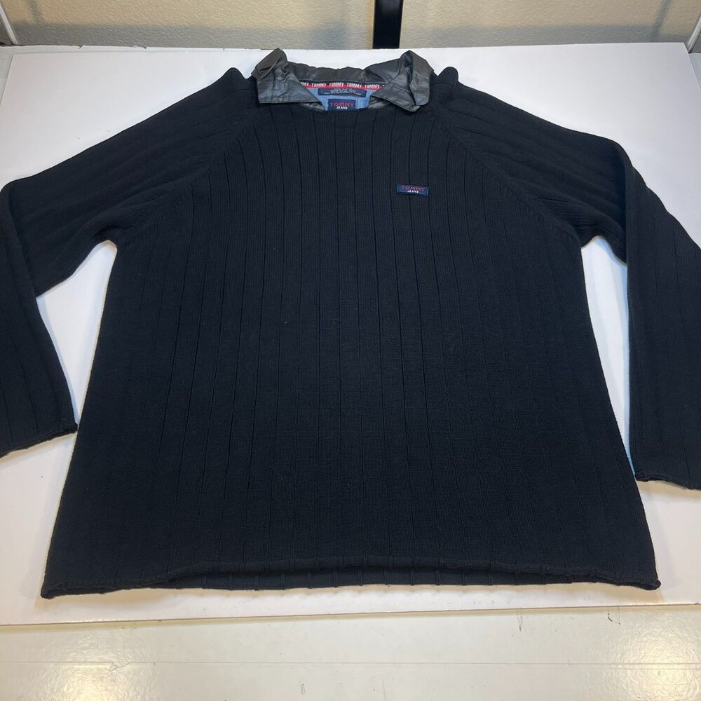 VINTAGE Tommy Hilfiger Knit Pullover Sweater Sz Mens M Black